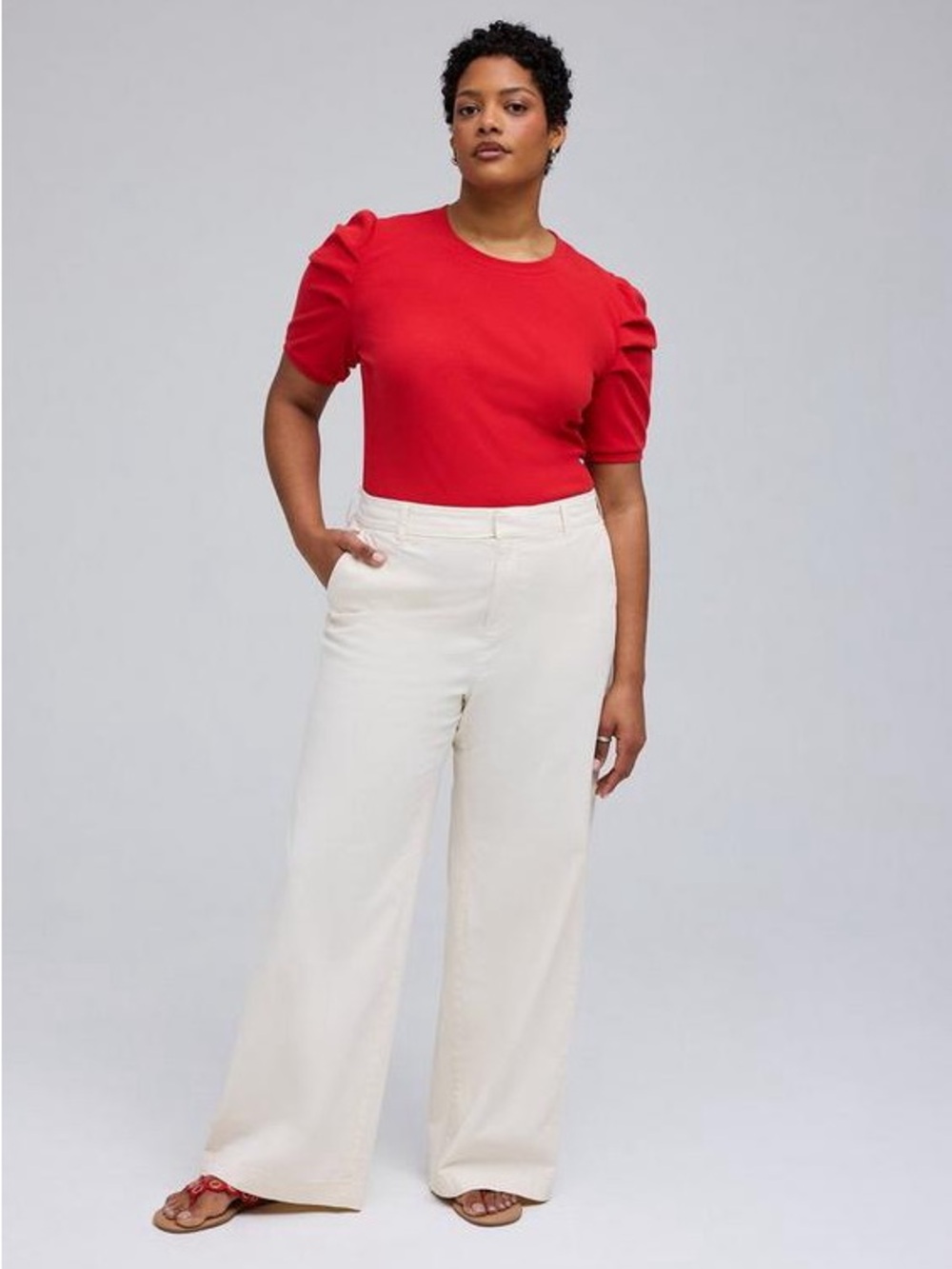 Belle Isle Cream Wide Leg Chino Pants- Size 28R Excellent Condition